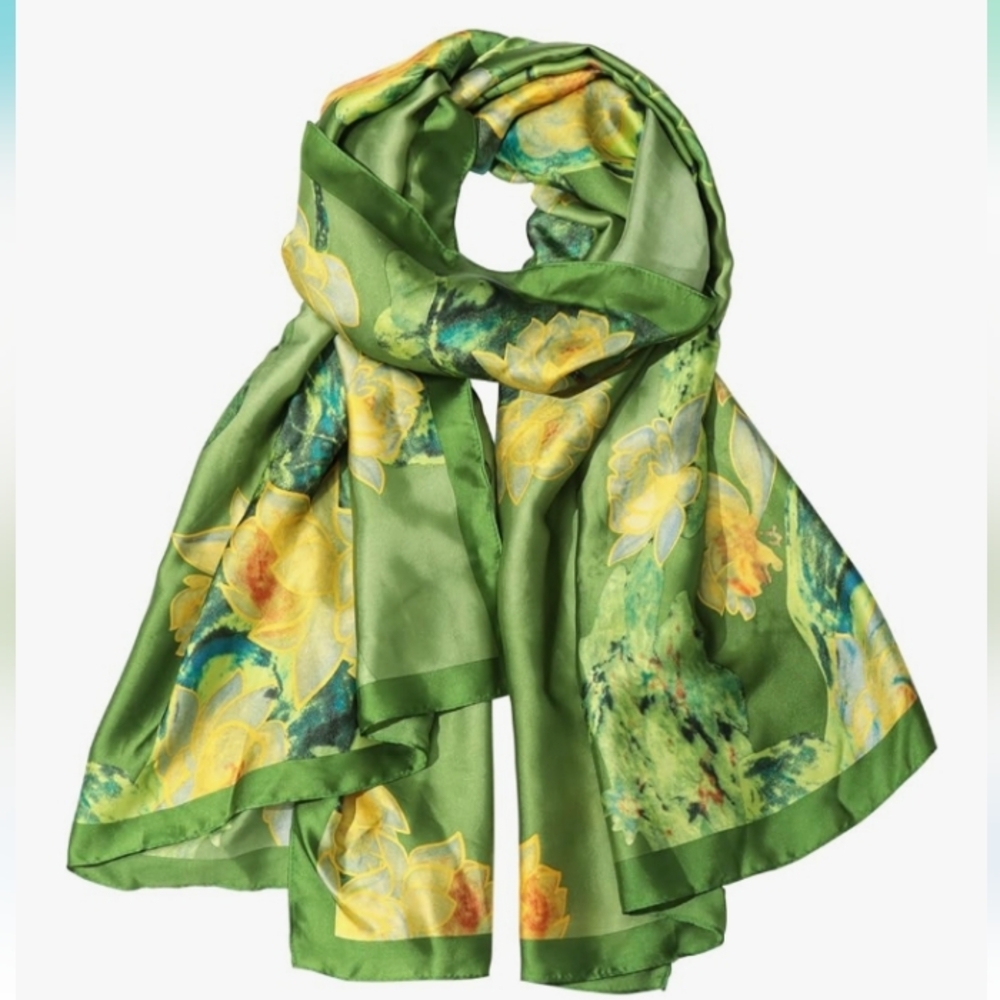 NEW! Green And Yellow Silky Scarf